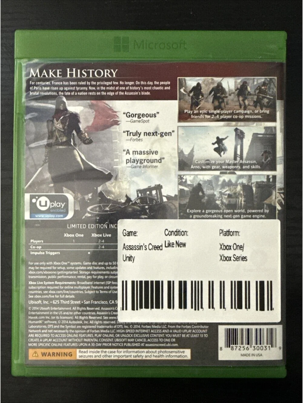 Assassin's Creed: Unity -- Limited Edition (Microsoft Xbox One, 2014)